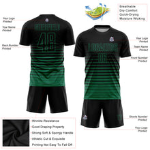 Laden Sie das Bild in den Galerie-Viewer, Custom Black Kelly Green Pinstripe Fade Fashion Sublimation Soccer Uniform Jersey
