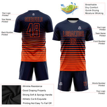 Laden Sie das Bild in den Galerie-Viewer, Custom Navy Orange Pinstripe Fade Fashion Sublimation Soccer Uniform Jersey
