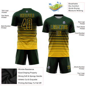 Custom Green Yellow Pinstripe Fade Fashion Sublimation Soccer Uniform Jersey