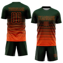 Load image into Gallery viewer, Custom Green Orange Pinstripe Fade Fashion Sublimation Soccer Uniform Jersey
