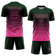 Load image into Gallery viewer, Custom Green Pink Pinstripe Fade Fashion Sublimation Soccer Uniform Jersey
