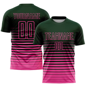 Custom Green Pink Pinstripe Fade Fashion Sublimation Soccer Uniform Jersey