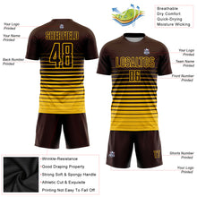 Load image into Gallery viewer, Custom Brown Yellow Pinstripe Fade Fashion Sublimation Soccer Uniform Jersey
