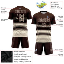 Load image into Gallery viewer, Custom Brown Cream Pinstripe Fade Fashion Sublimation Soccer Uniform Jersey
