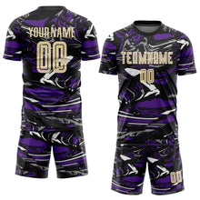 Load image into Gallery viewer, Custom Figure City Cream-Purple Sublimation Soccer Uniform Jersey
