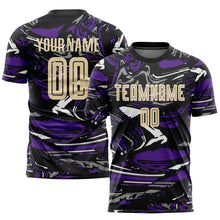 Laden Sie das Bild in den Galerie-Viewer, Custom Figure City Cream-Purple Sublimation Soccer Uniform Jersey
