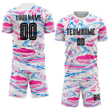 Laden Sie das Bild in den Galerie-Viewer, Custom Figure Black-Pink Sublimation Soccer Uniform Jersey
