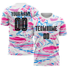 Laden Sie das Bild in den Galerie-Viewer, Custom Figure Black-Pink Sublimation Soccer Uniform Jersey
