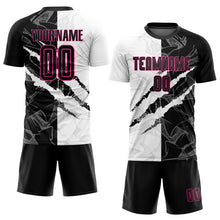 Laden Sie das Bild in den Galerie-Viewer, Custom Graffiti Pattern Black-Pink Scratch Sublimation Soccer Uniform Jersey
