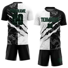 Laden Sie das Bild in den Galerie-Viewer, Custom Graffiti Pattern Black-Kelly Green Scratch Sublimation Soccer Uniform Jersey
