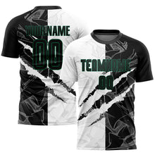 Load image into Gallery viewer, Custom Graffiti Pattern Black-Kelly Green Scratch Sublimation Soccer Uniform Jersey
