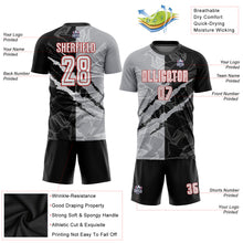 Laden Sie das Bild in den Galerie-Viewer, Custom Graffiti Pattern White Black Gray-Red Scratch Sublimation Soccer Uniform Jersey
