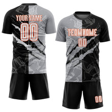 Load image into Gallery viewer, Custom Graffiti Pattern White Black Gray-Orange Scratch Sublimation Soccer Uniform Jersey
