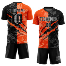 Laden Sie das Bild in den Galerie-Viewer, Custom Graffiti Pattern Black-Orange Scratch Sublimation Soccer Uniform Jersey
