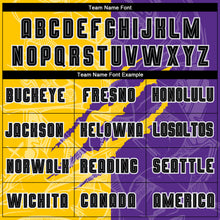 Laden Sie das Bild in den Galerie-Viewer, Custom Graffiti Pattern Black Purple Yellow-Gray Scratch Sublimation Soccer Uniform Jersey
