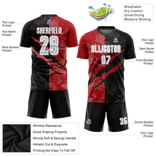 Load image into Gallery viewer, Custom Graffiti Pattern White Black Red-Gray Scratch Sublimation Soccer Uniform Jersey
