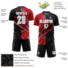 Laden Sie das Bild in den Galerie-Viewer, Custom Graffiti Pattern White Black Red-Gray Scratch Sublimation Soccer Uniform Jersey
