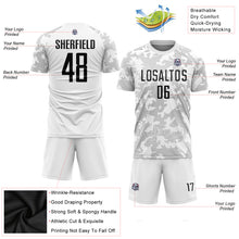 Load image into Gallery viewer, Custom White Black Sublimation Soccer Uniform Jersey
