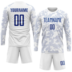 Custom White Royal Sublimation Soccer Uniform Jersey