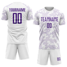 Laden Sie das Bild in den Galerie-Viewer, Custom White Purple Sublimation Soccer Uniform Jersey
