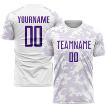 Laden Sie das Bild in den Galerie-Viewer, Custom White Purple Sublimation Soccer Uniform Jersey

