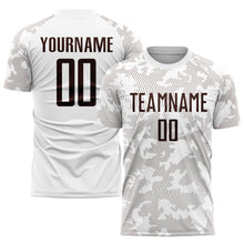 Charger l&#39;image dans la galerie, Custom White Brown Sublimation Soccer Uniform Jersey
