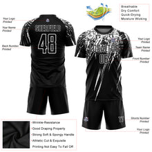 Laden Sie das Bild in den Galerie-Viewer, Custom Black White Sublimation Soccer Uniform Jersey

