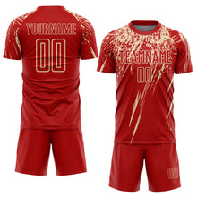 Load image into Gallery viewer, Custom Red City Cream Sublimation Soccer Uniform Jersey
