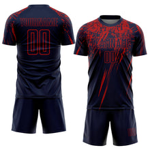 Laden Sie das Bild in den Galerie-Viewer, Custom Navy Red Sublimation Soccer Uniform Jersey
