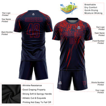 Laden Sie das Bild in den Galerie-Viewer, Custom Navy Red Sublimation Soccer Uniform Jersey
