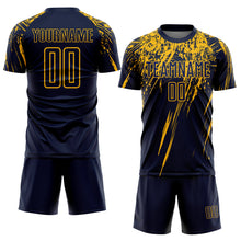 Laden Sie das Bild in den Galerie-Viewer, Custom Navy Yellow Sublimation Soccer Uniform Jersey
