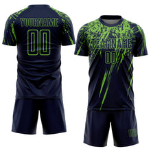 Laden Sie das Bild in den Galerie-Viewer, Custom Navy Neon Green Sublimation Soccer Uniform Jersey
