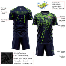 Charger l&#39;image dans la galerie, Custom Navy Neon Green Sublimation Soccer Uniform Jersey
