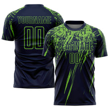 Load image into Gallery viewer, Custom Navy Neon Green Sublimation Soccer Uniform Jersey
