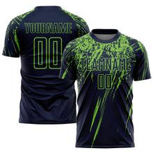 Charger l&#39;image dans la galerie, Custom Navy Neon Green Sublimation Soccer Uniform Jersey
