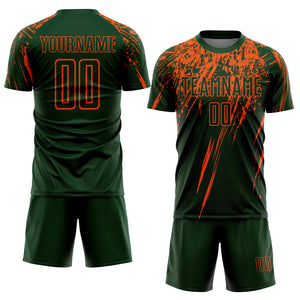 Custom Green Orange Sublimation Soccer Uniform Jersey