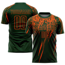 Laden Sie das Bild in den Galerie-Viewer, Custom Green Orange Sublimation Soccer Uniform Jersey
