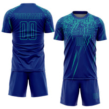 Load image into Gallery viewer, Custom Royal Teal Sublimation Soccer Uniform Jersey
