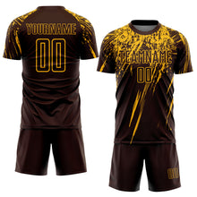 Laden Sie das Bild in den Galerie-Viewer, Custom Brown Gold Sublimation Soccer Uniform Jersey
