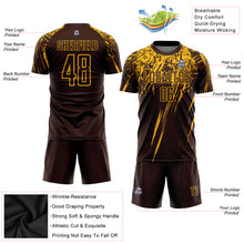 Laden Sie das Bild in den Galerie-Viewer, Custom Brown Gold Sublimation Soccer Uniform Jersey
