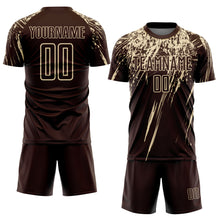 Laden Sie das Bild in den Galerie-Viewer, Custom Brown Cream Sublimation Soccer Uniform Jersey

