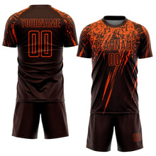 Laden Sie das Bild in den Galerie-Viewer, Custom Brown Orange Sublimation Soccer Uniform Jersey
