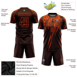 Custom Brown Orange Sublimation Soccer Uniform Jersey