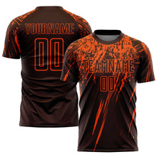 Laden Sie das Bild in den Galerie-Viewer, Custom Brown Orange Sublimation Soccer Uniform Jersey
