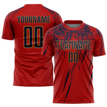 Load image into Gallery viewer, Custom Red Navy-Old Gold Sublimation Soccer Uniform Jersey
