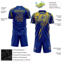 Load image into Gallery viewer, Custom Royal Yellow Sublimation Soccer Uniform Jersey
