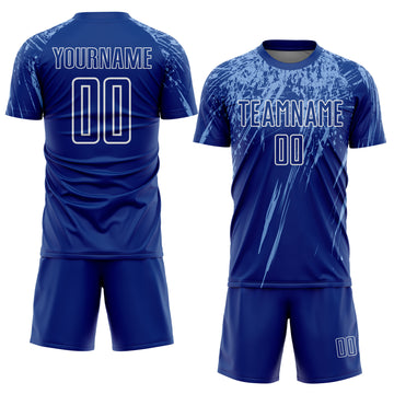 Custom Royal Light Blue-White Sublimation Soccer Uniform Jersey