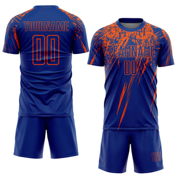 Custom Royal Orange Sublimation Soccer Uniform Jersey