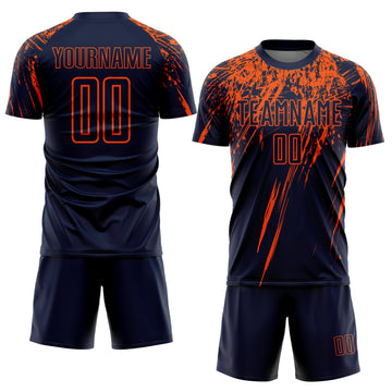 Custom Navy Orange Sublimation Soccer Uniform Jersey