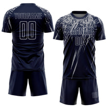 Laden Sie das Bild in den Galerie-Viewer, Custom Navy Gray Sublimation Soccer Uniform Jersey
